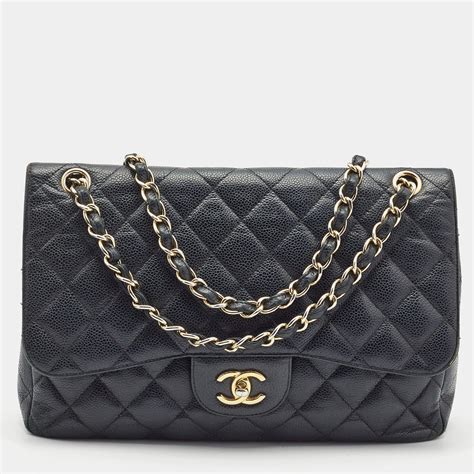 chanel black caviar purse|Chanel Black Quilted Caviar Jumbo Timeless Classic Double .